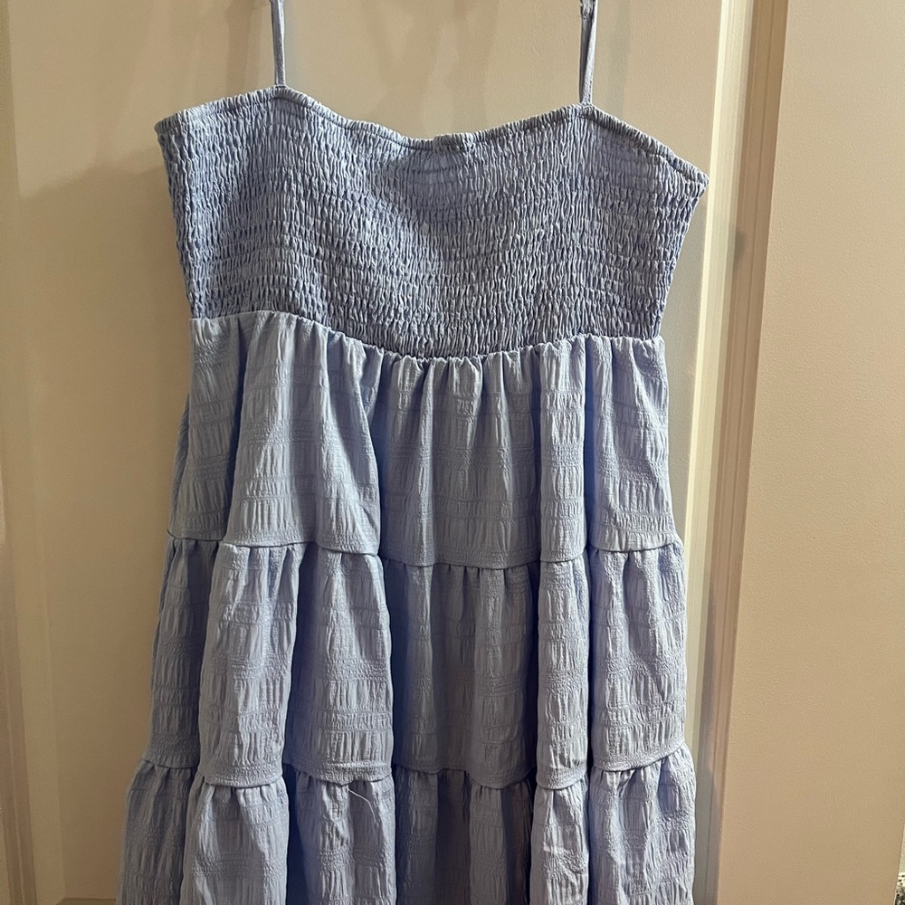 Elegant Light Blue Tiered Dress